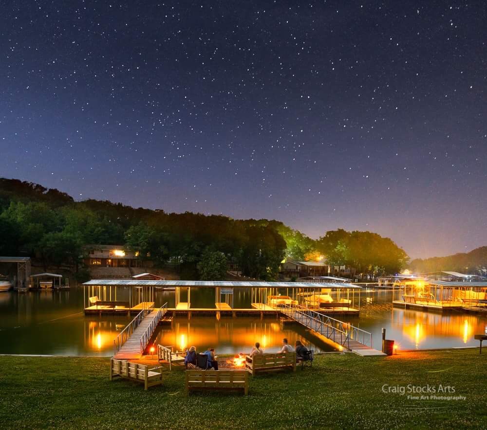 Firepit and Dock 2 under the stars